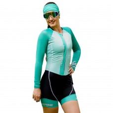 Macaquinho Manga Longa Horse Power Ciclismo Elite- Feminino - F139 Verde Agua